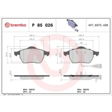 BREMBO fékbetétkészlet, tárcsafék P 85 026 autóalkatrész