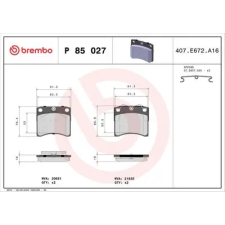BREMBO fékbetétkészlet, tárcsafék P 85 027 autóalkatrész
