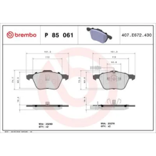 BREMBO fékbetétkészlet, tárcsafék P 85 061 autóalkatrész