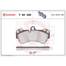 BREMBO fékbetétkészlet, tárcsafék P 85 069 autóalkatrész