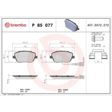 BREMBO fékbetétkészlet, tárcsafék P 85 077 autóalkatrész