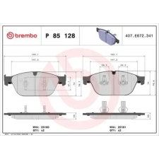 BREMBO fékbetétkészlet, tárcsafék P 85 128 autóalkatrész
