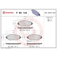 BREMBO fékbetétkészlet, tárcsafék P 85 144X fékbetét