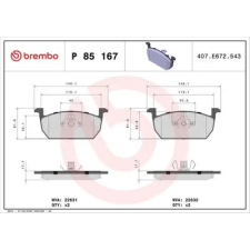 BREMBO fékbetétkészlet, tárcsafék P 85 167 autóalkatrész