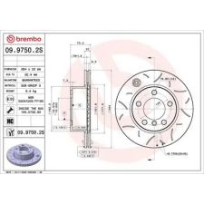 BREMBO féktárcsa 09.9750.2S autóalkatrész