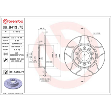 BREMBO féktárcsa BREMBO 08.B413.75 féktárcsa