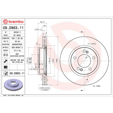 BREMBO féktárcsa BREMBO 09.D863.11 féktárcsa