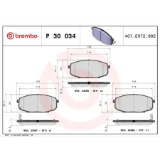 BREMBO Sada brzdových destiček P 30 034 fékbetét