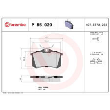 BREMBO Sada brzdových destiček P 85 020 autóalkatrész