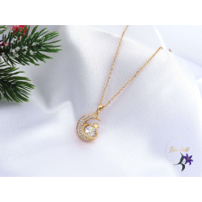  Briell antiallergén hold-saturnus kristályköves medálos nyaklánc-18K nyaklánc