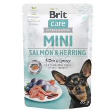 Brit Brit Care Mini Fillets in Gravy - Salmon & Herring 24 x 85 g kutyaeledel