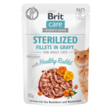 Brit Care Cat Sterilized Fillets in Gravy with Healthy Rabbit 12x85 g macskaeledel