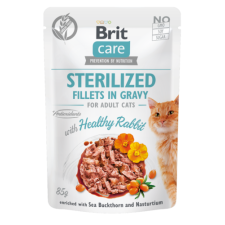 Brit Care Cat Sterilized. Fillets in Gravy with Healthy Rabbit 85 g macskaeledel