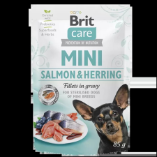  Brit Care Mini Salmon&amp;Herring sterilised fillets in gravy 24x85g macskaeledel