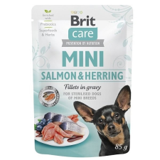 Brit Care Mini Salmon&Herring sterilised fillets in gravy 85 g kutyaeledel