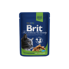 Brit Premium Cat Pouches Chicken Slices For Sterilised 100 G macskaeledel