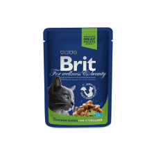 Brit Premium Cat Pouches Chicken Slices for Sterilised 12x100 g macskaeledel