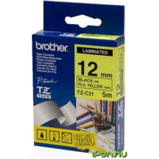 Brother Brother Festékszalag TZEC31 P-Touch, 12 mm sárga alapon fekete, fluoreszkáló nyomtató kellék
