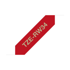 Brother TZE-RW34 selyem szövet P-touch szalag (12mm) Red on Gold - 4m nyomtató kellék