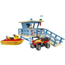 Bruder : Bworld vízimentő állomás quaddal és motoros vízi járművel autópálya és játékautó