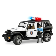 Bruder Jeep Wrangler rendőrségi jármű rendőr figurával - Fekete/Fehér autópálya és játékautó