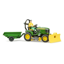 Bruder John Deere Fűnyírós traktor - Zöld/sárga autópálya és játékautó