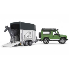 Bruder Land Rover Defender lószállítóval és lóval (02592) 1:16 autópálya és játékautó