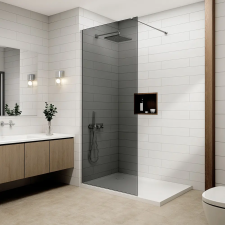  Brugge Walk-in .||. Chrome zuhanyfal, füstüveggel 100, 200cm, 6mm, NANO kád, zuhanykabin