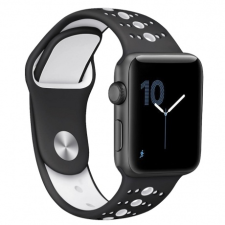 BSTRAP Apple Watch Silicone Sport 42/44mm szíj, Black White mobiltelefon kellék