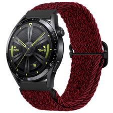 BSTRAP Braid Nylon szíj Samsung Galaxy Watch 42mm, red black okosóra kellék