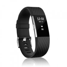 BSTRAP Fitbit Charge 2 Silicone Diamond (Small) szíj, Black mobiltelefon kellék
