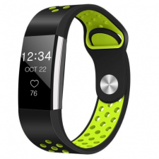 BSTRAP Fitbit Charge 2 Silicone Sport (Small) szíj, Black/Green mobiltelefon kellék