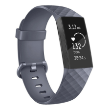 BSTRAP Fitbit Charge 3 / 4 Silicone Diamond (Small) szíj, Dark Gray okosóra kellék