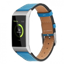 BSTRAP Fitbit Charge 3 Leather Italy (Small) szíj, Blue mobiltelefon kellék