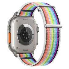 BSTRAP Velcro Nylon szíj Apple Watch 38/40/41mm, white rainbow okosóra kellék