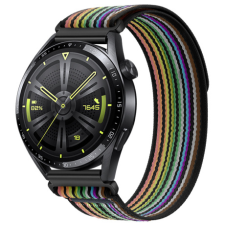BSTRAP Velcro Nylon szíj Huawei Watch GT3 46mm, black rainbow okosóra kellék