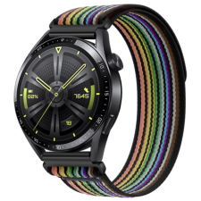 BSTRAP Velcro Nylon szíj Samsung Galaxy Watch 42mm, black rainbow okosóra kellék