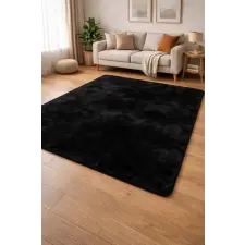 Budapest Carpet Den. Furlux fekete 200 x 290cm egyszínű extra puha shaggy szőnyeg lakástextília