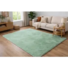 Budapest Carpet Den. Furlux zöld 60 x 110cm egyszínű extra puha shaggy szőnyeg lakástextília