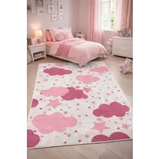 Budapest Carpet Den. Mile 5184-1 rózsaszín 120 x 180cm felhős gyerekszőnyeg lakástextília