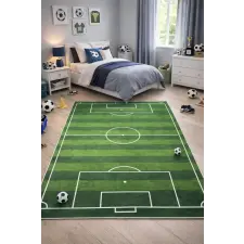 Budapest Carpet Den. Mile 5362-1 zöld 160 x 230cm focipályás gyerekszőnyeg lakástextília