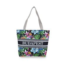  Budapest Feliratú Növeny Mintás Szövettáska kézitáska és bőrönd