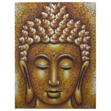 Buddha Festmény - Arany Brokát Hatás grafika, keretezett kép