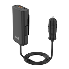Budi 105W Car Charger, USB + USB-C, PD + QC 3.0 (Black) mobiltelefon kellék