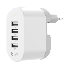 Budi wall charger, 4x USB, 34W (white) mobiltelefon kellék