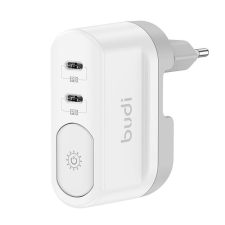 Budi Wall charger with light Budi 326DE, 2xUSB-C, 40W, (white) kábel és adapter