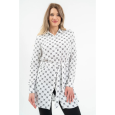 BUDMIL Blúz derekán övvel Női S fehér-fekete 20770078-001252-0299
