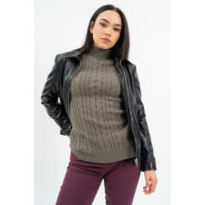 BUDMIL Galléros műbőr dzseki Női L fekete női dzseki, kabát