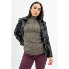 BUDMIL Galléros műbőr dzseki Női XL fekete