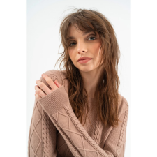 BUDMIL Környakú kötött pulóver Női M bézs 20050820-001252-0399 női pulóver, kardigán